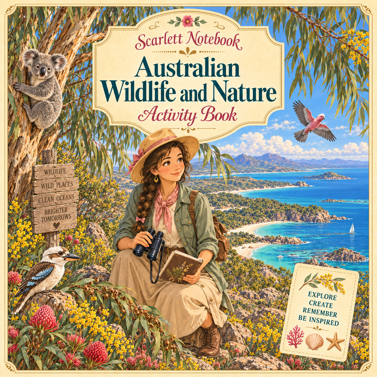34 SCARLETT NOTEBOOK Australian Wildlife and Nature SQUARE