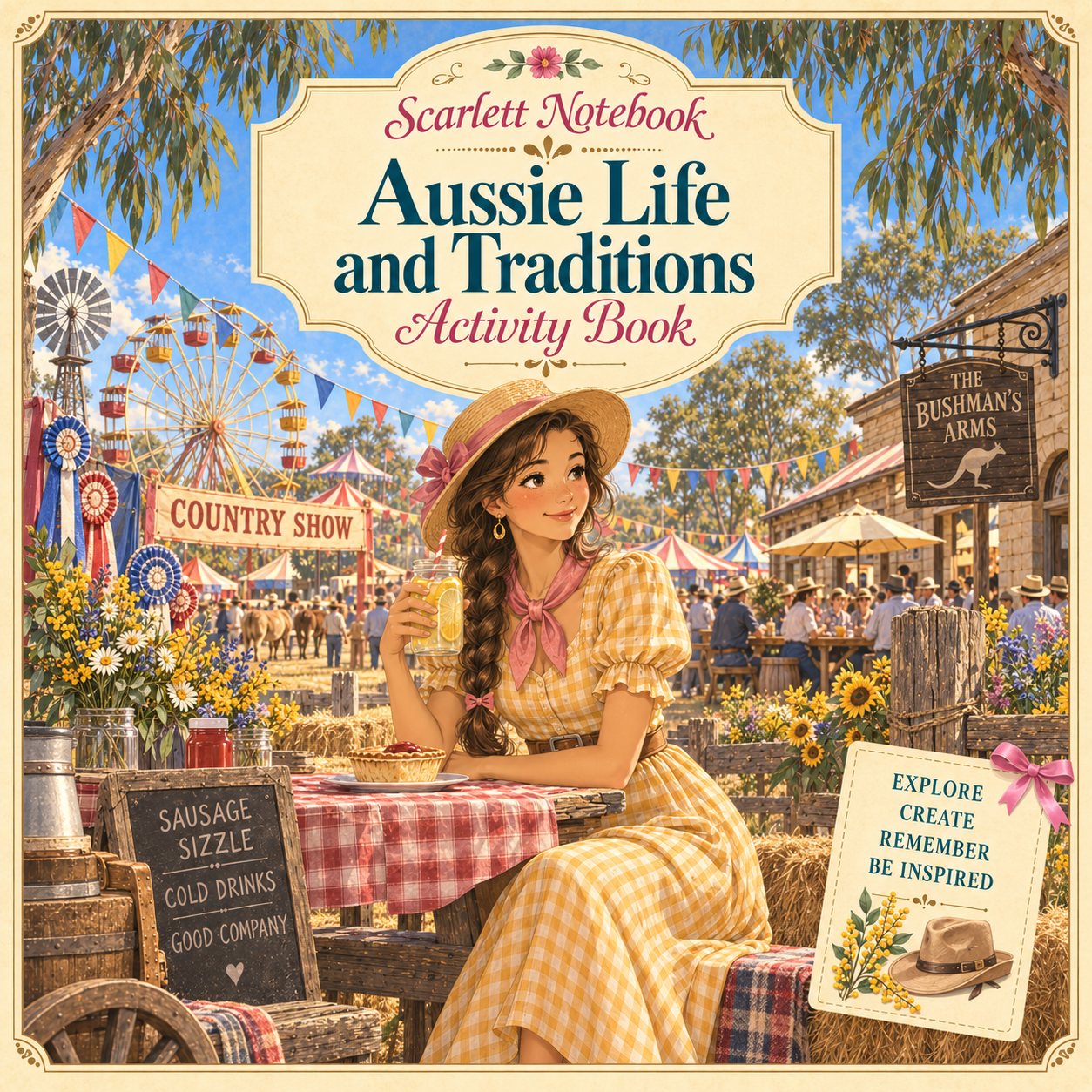 35 SCARLETT NOTEBOOK Aussie Life and Traditions SQUARE