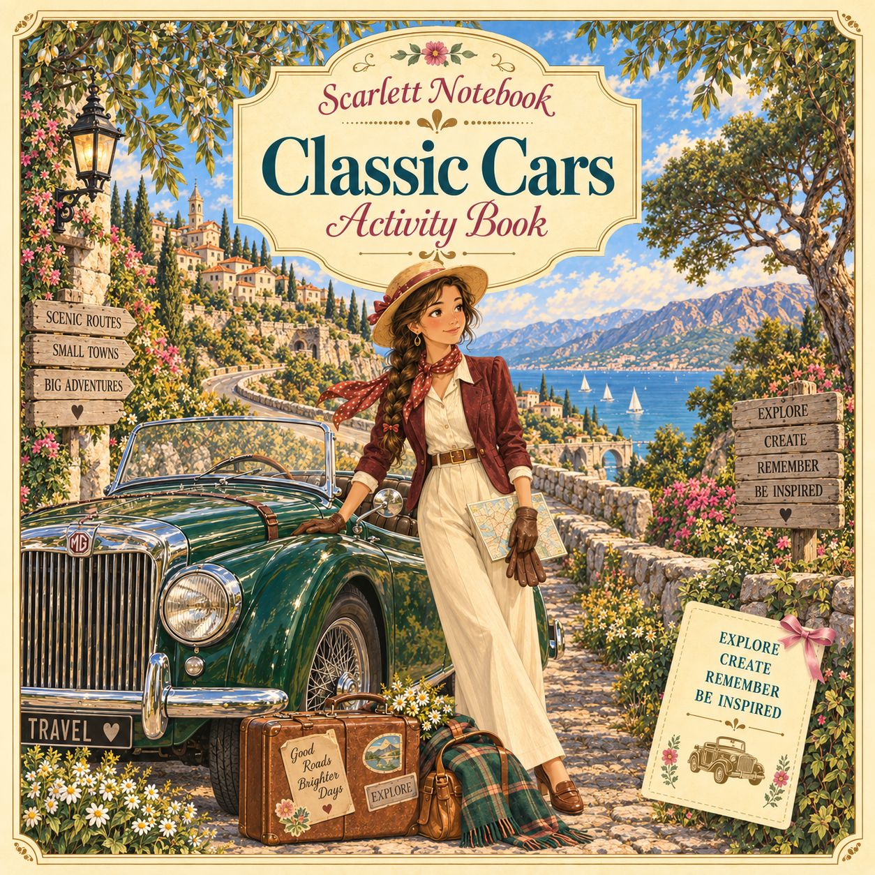36 SCARLETT NOTEBOOK Classic Cars SQUARE