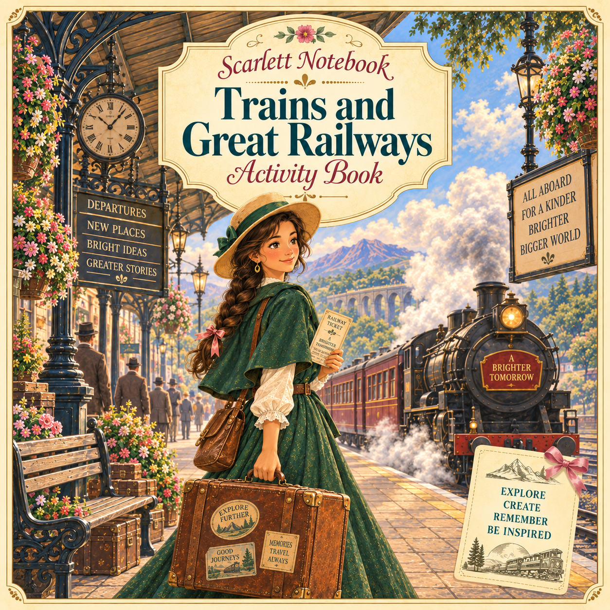 38 SCARLETT NOTEBOOK Trains and Great Railways SQUARE