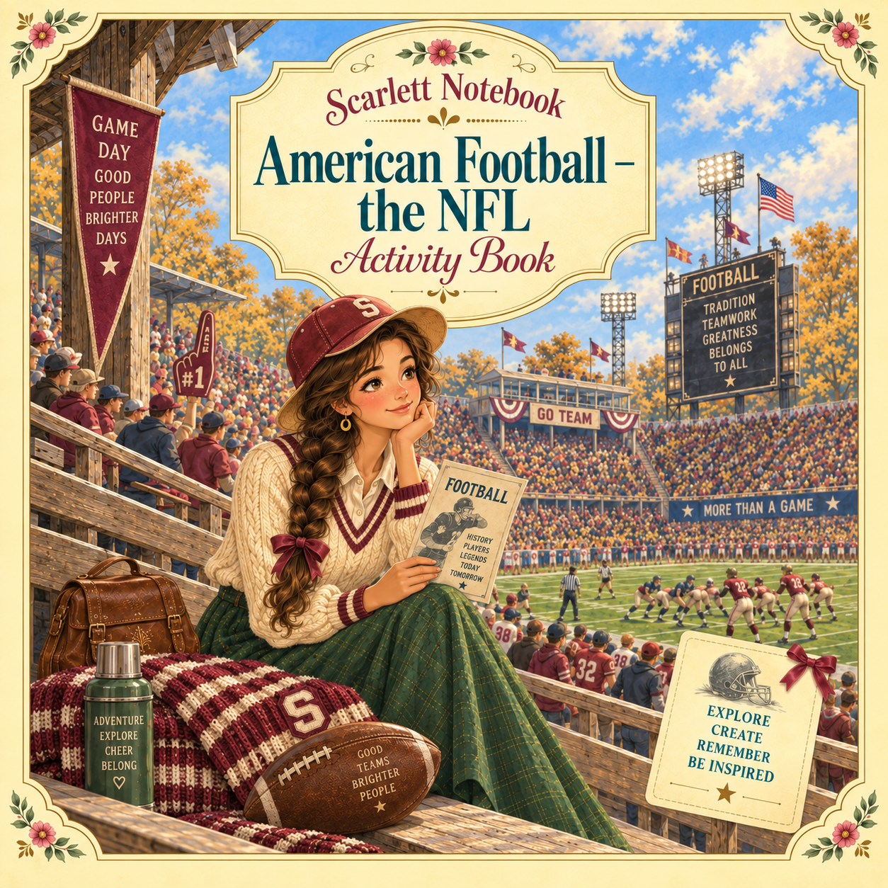 44 SCARLETT NOTEBOOK American Football the NFL SQUARE