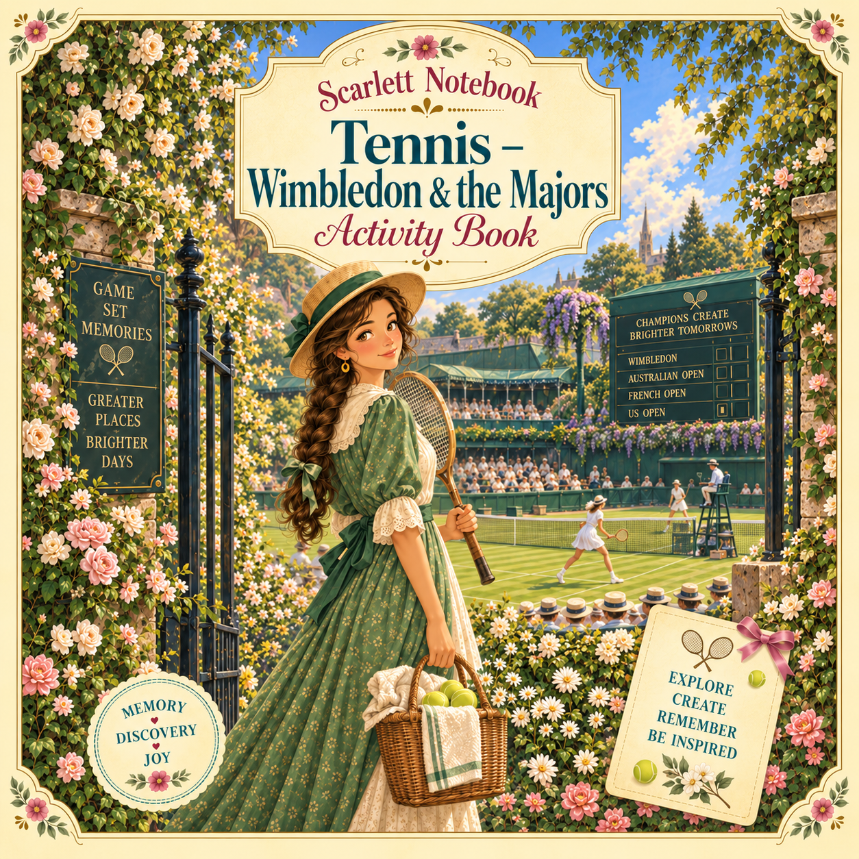 48 SCARLETT NOTEBOOK Tennis Wimbledon and the Majors SQUARE