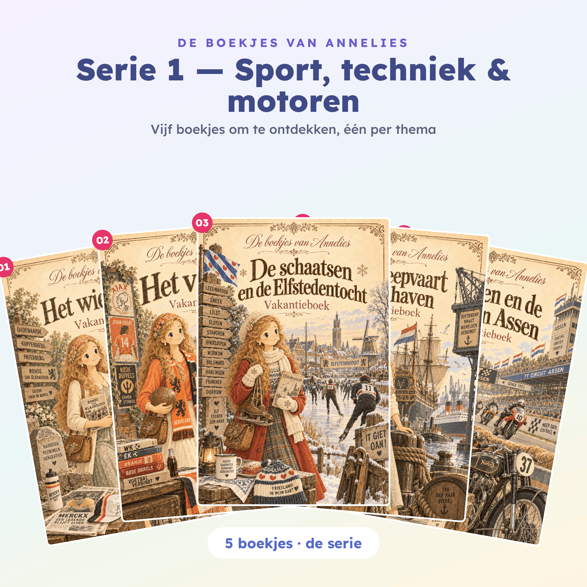 ANNELIES serie01 sport techniek motoren carnets 01 02 03 04 05