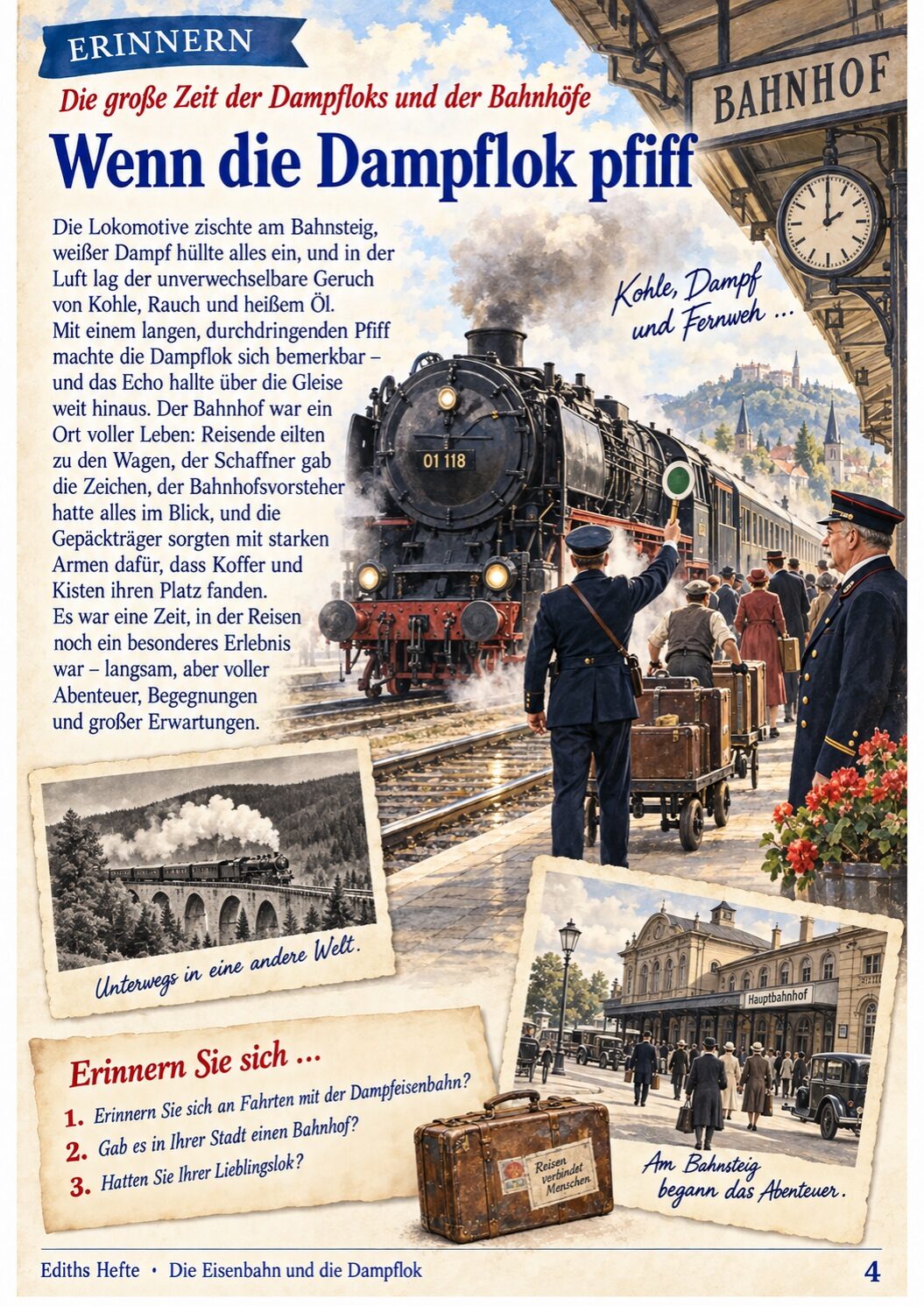Erinnerungsseite aus dem Heft Die Eisenbahn und die Dampflok