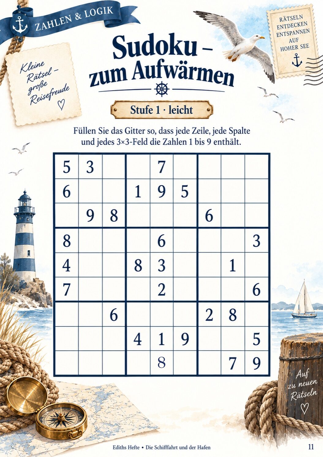 Übungsseite 11 aus dem Heft Die Schifffahrt und der Hafen