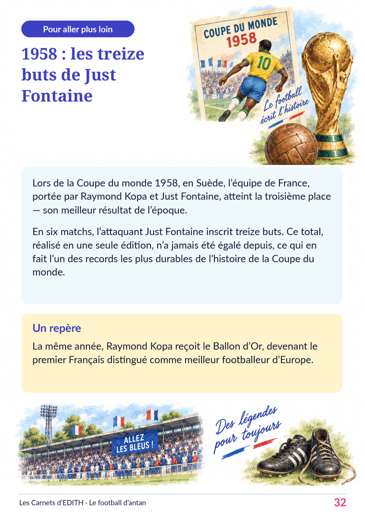 Page d’exercice 32 du carnet Le football d’antan