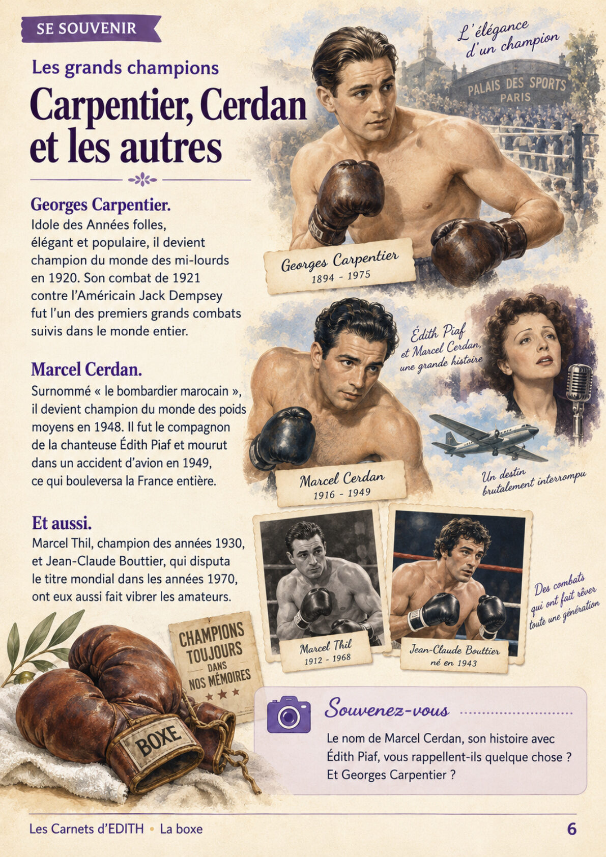 Pages Souvenirs du carnet La boxe