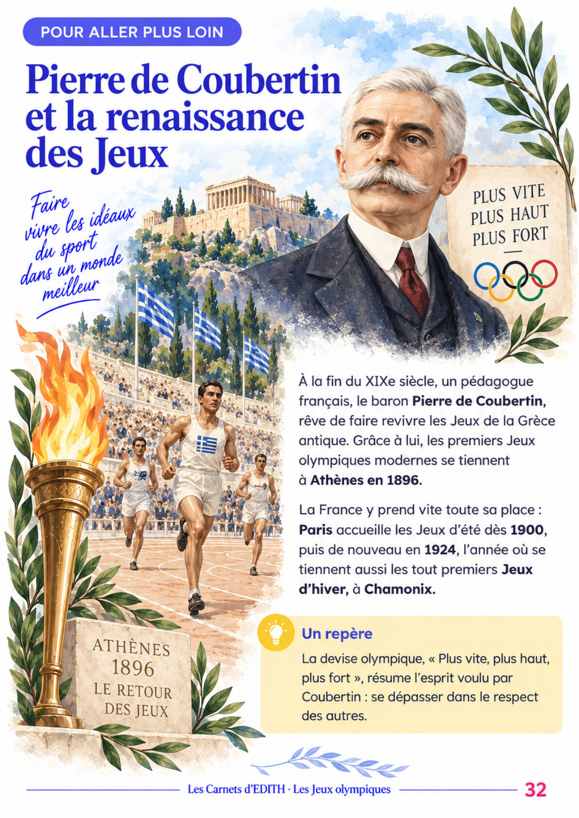 Page d’exercice 32 du carnet Les grands Jeux olympiques