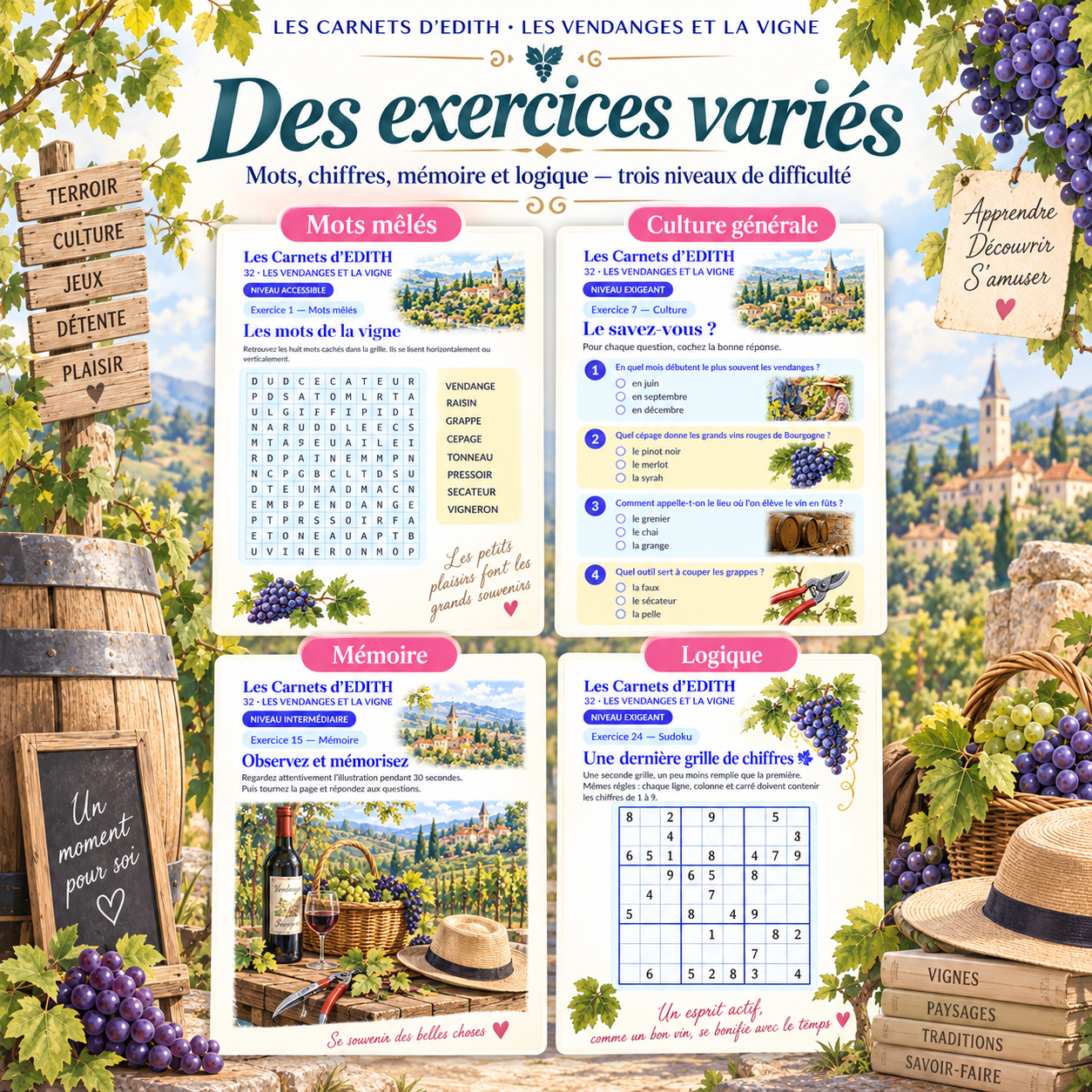 EDITH 32 LES VENDANGES ET LA VIGNE 03 EXERCICES