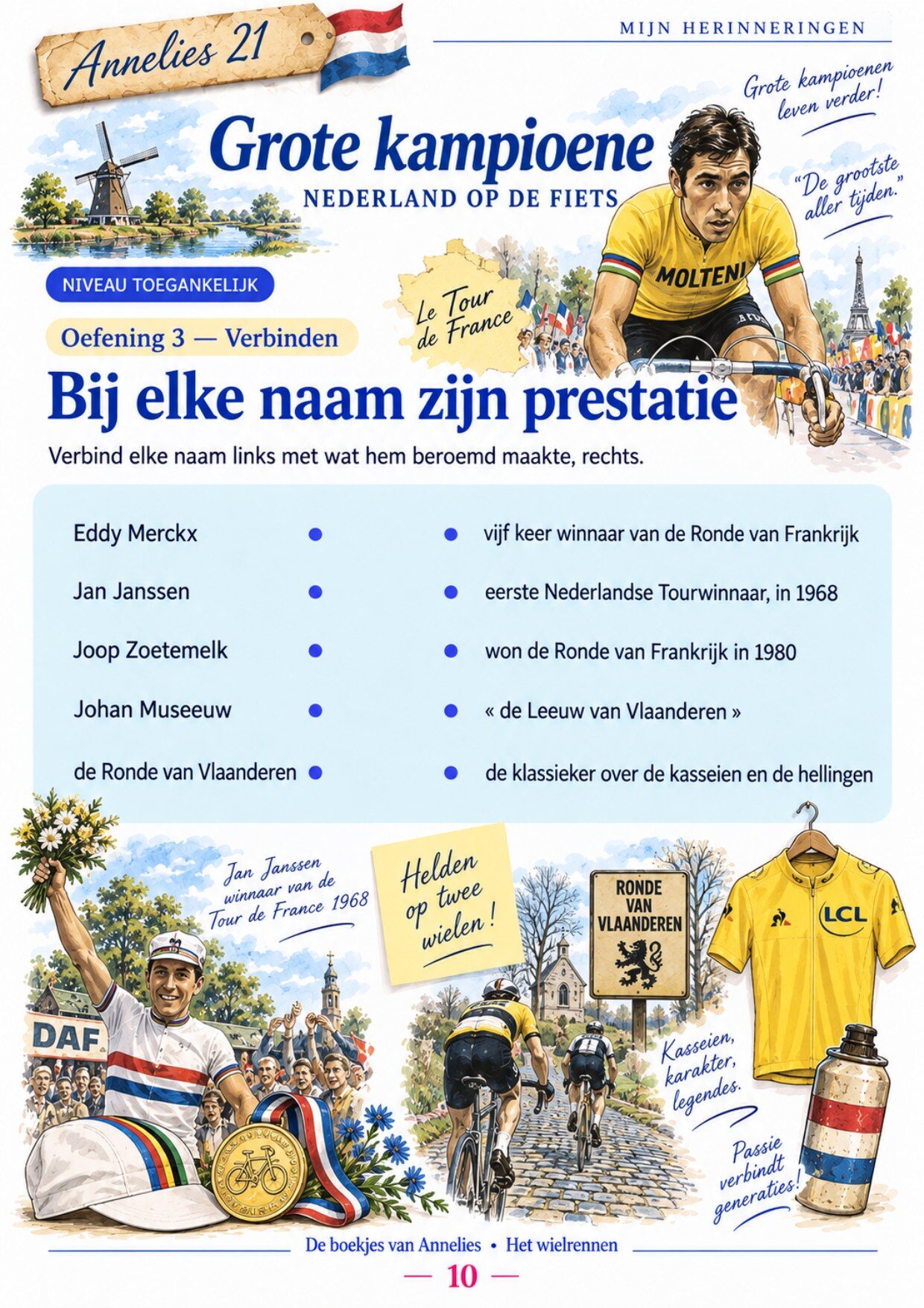 Oefenpagina 10 uit het boekje Het wielrennen