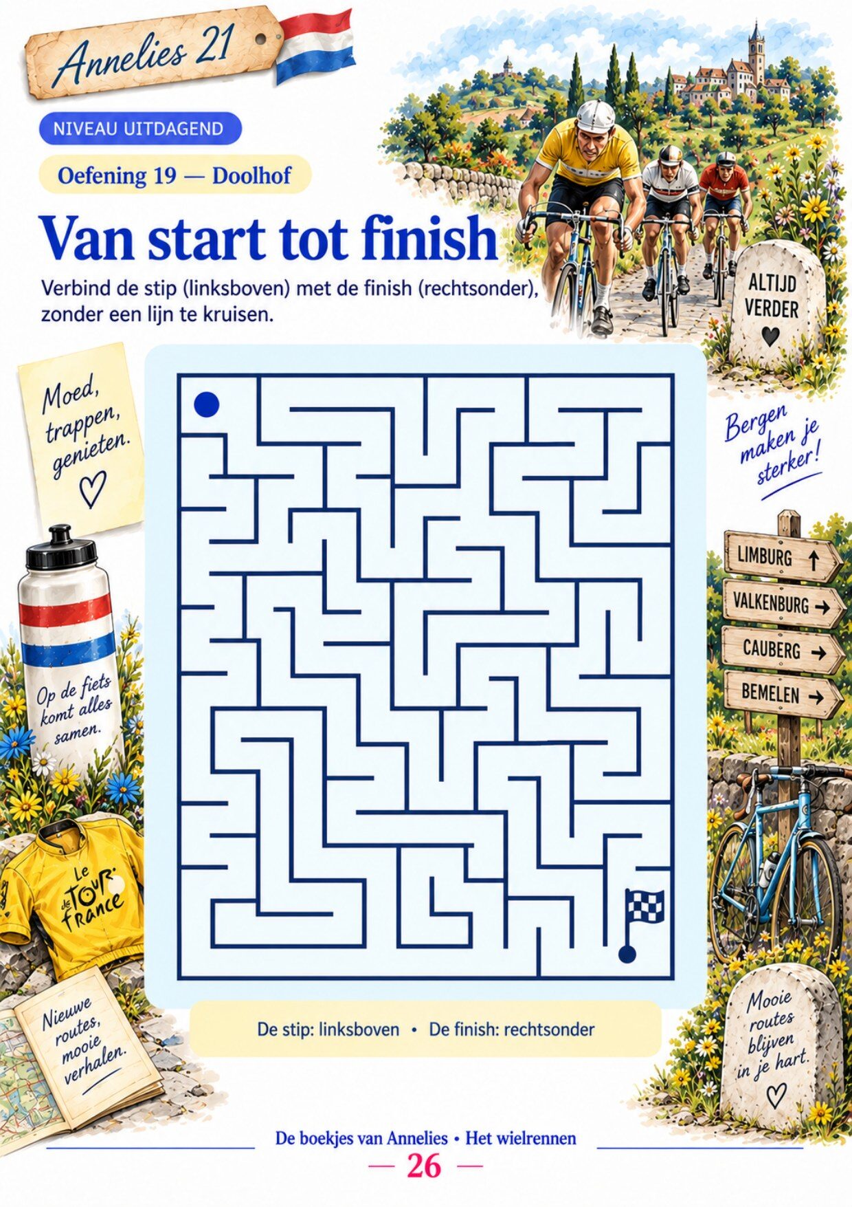 Oefenpagina 26 uit het boekje Het wielrennen