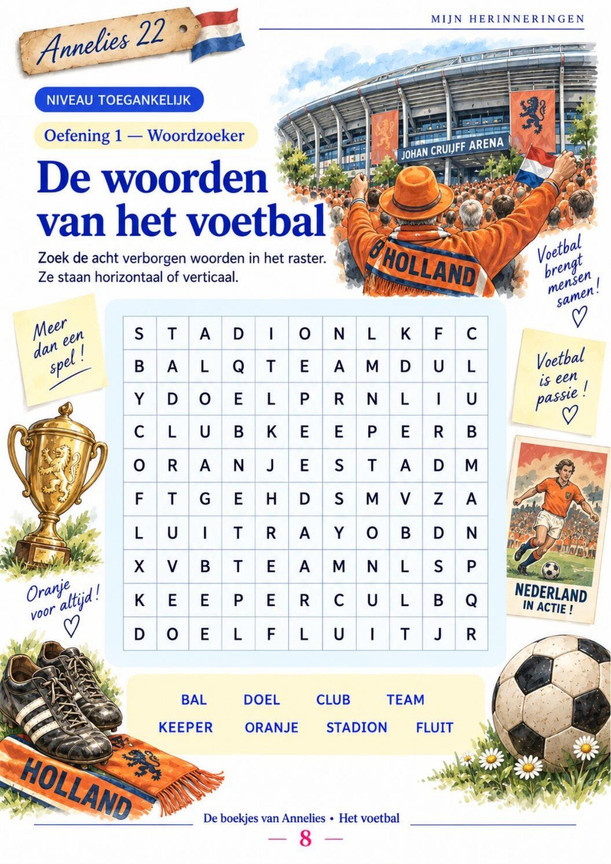 Oefenpagina 8 uit het boekje Het voetbal