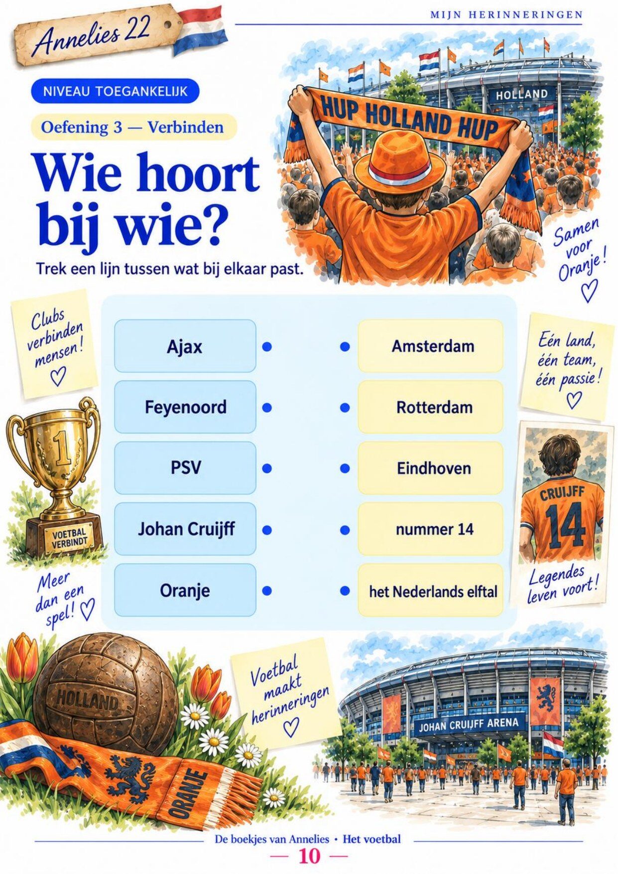 Oefenpagina 10 uit het boekje Het voetbal