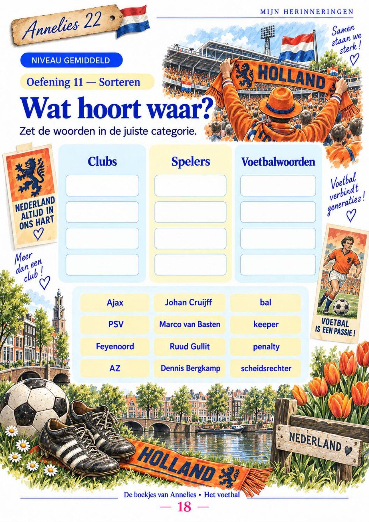 Oefenpagina 18 uit het boekje Het voetbal