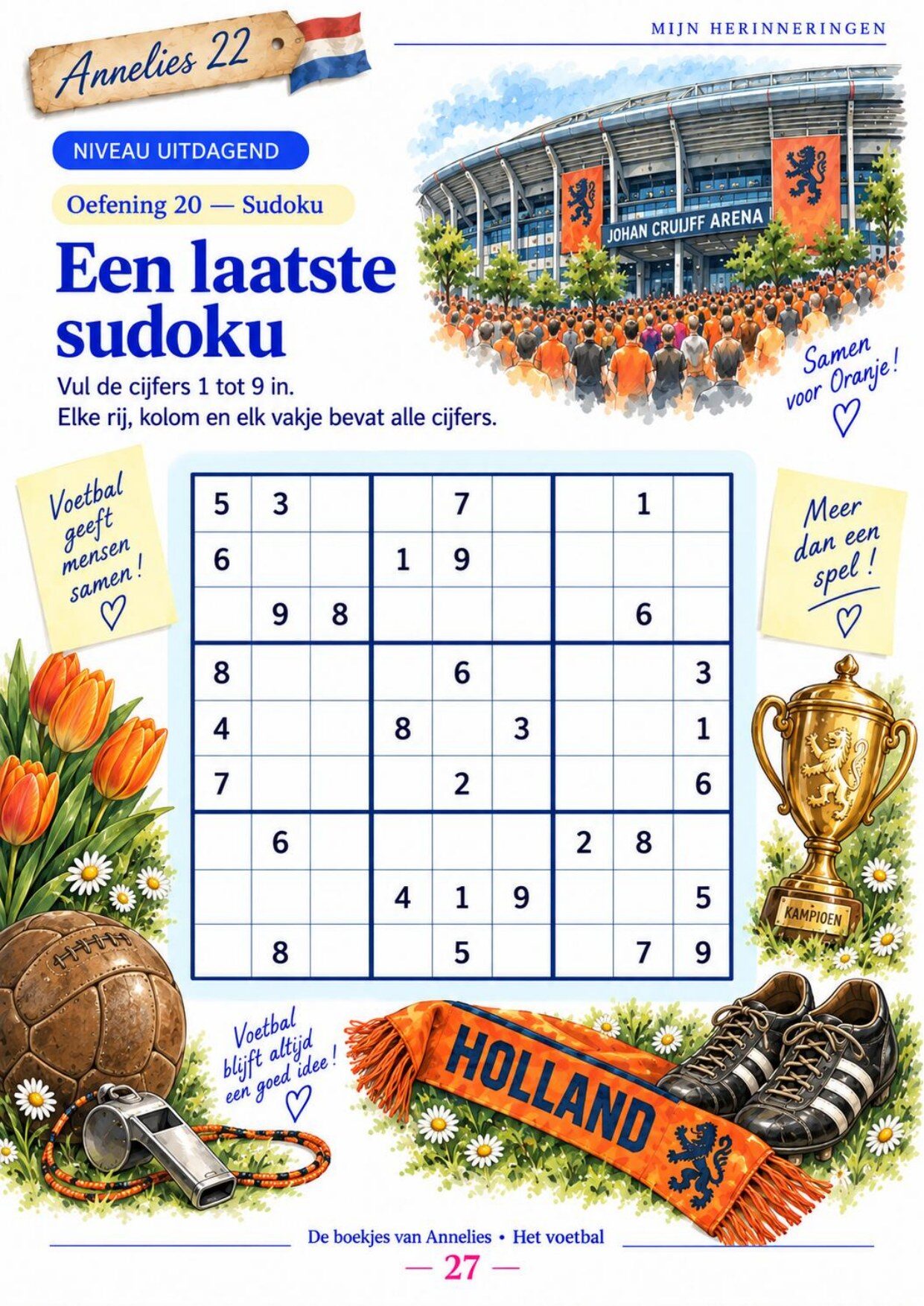 Oefenpagina 27 uit het boekje Het voetbal