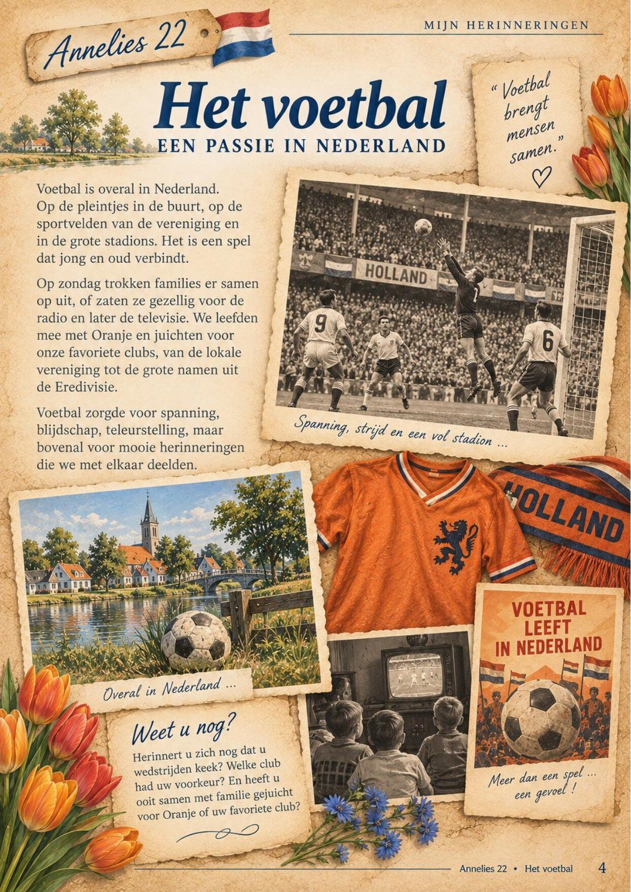 Herinneringspagina uit het boekje Het voetbal
