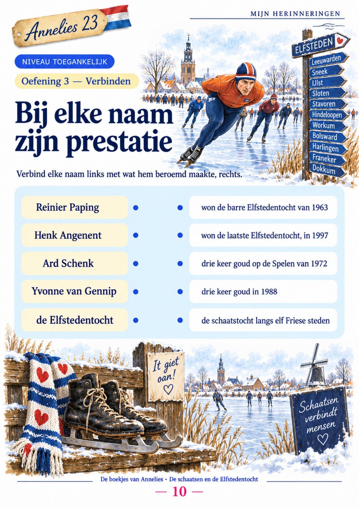 Oefenpagina 10 uit het boekje De schaatsen en de Elfstedentocht