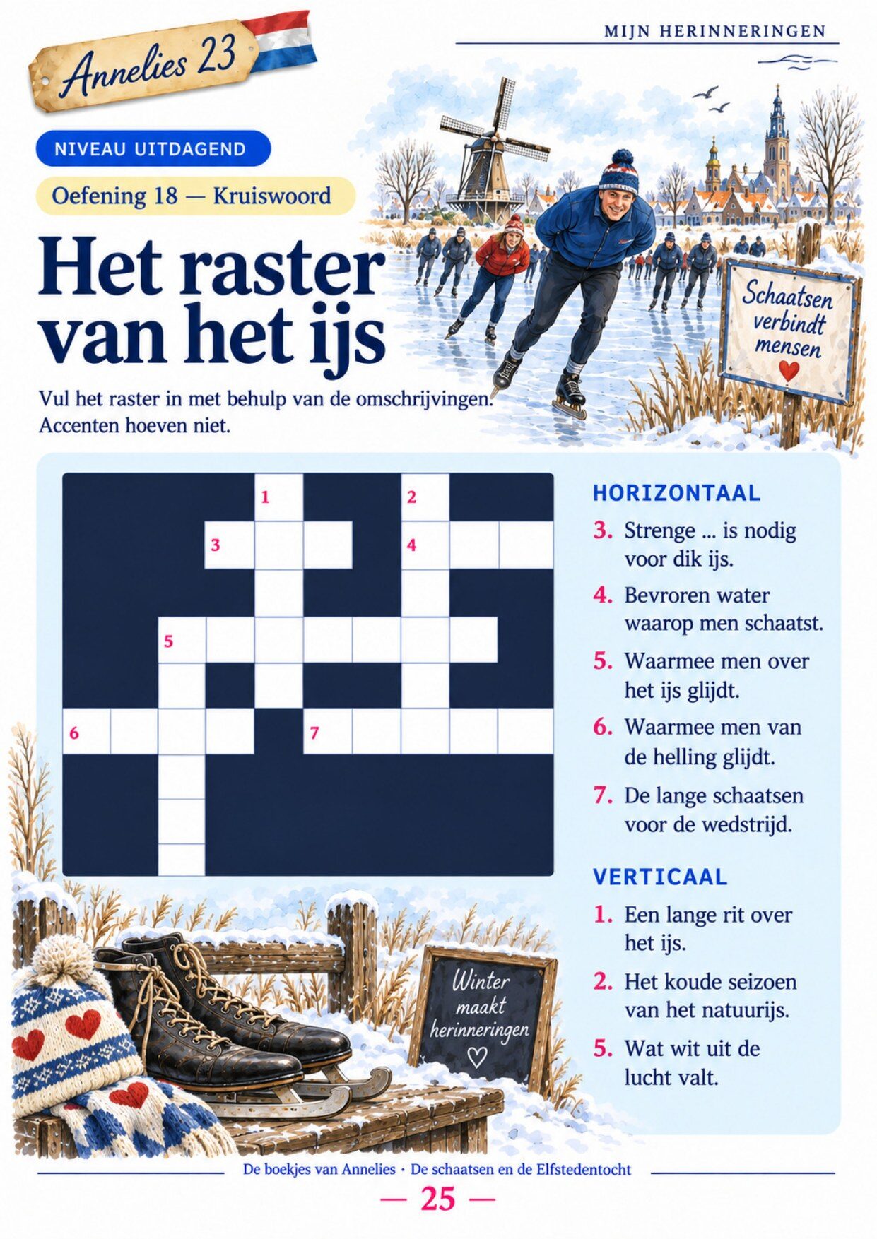 Oefenpagina 25 uit het boekje De schaatsen en de Elfstedentocht