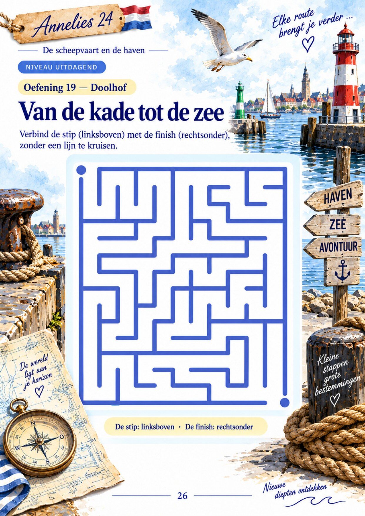 Oefenpagina 26 uit het boekje De scheepvaart en de haven