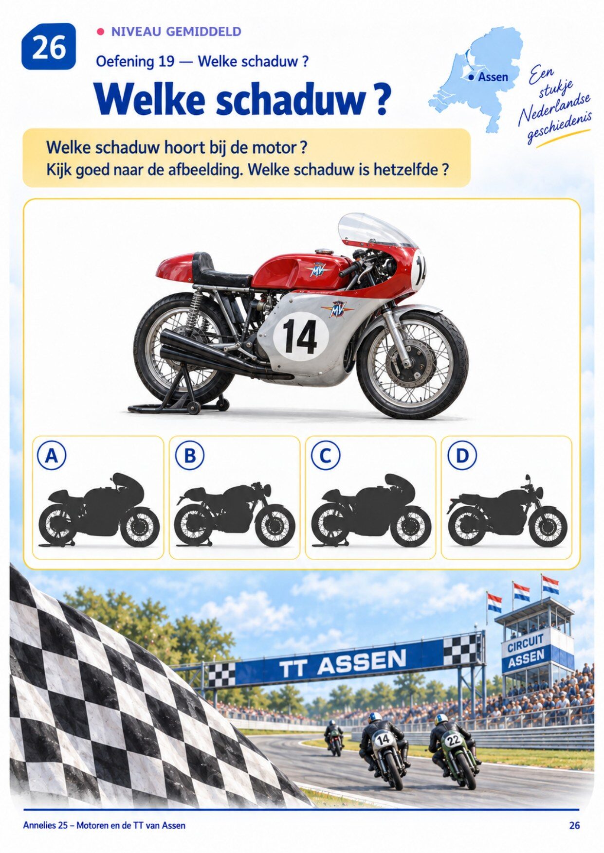 Oefenpagina 26 uit het boekje Motoren en de TT van Assen