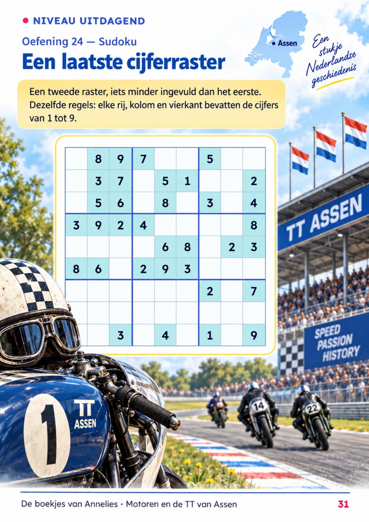 Oefenpagina 31 uit het boekje Motoren en de TT van Assen