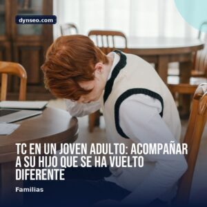 TC en un joven adulto acompanar a su hijo que se ha vuelto diferente